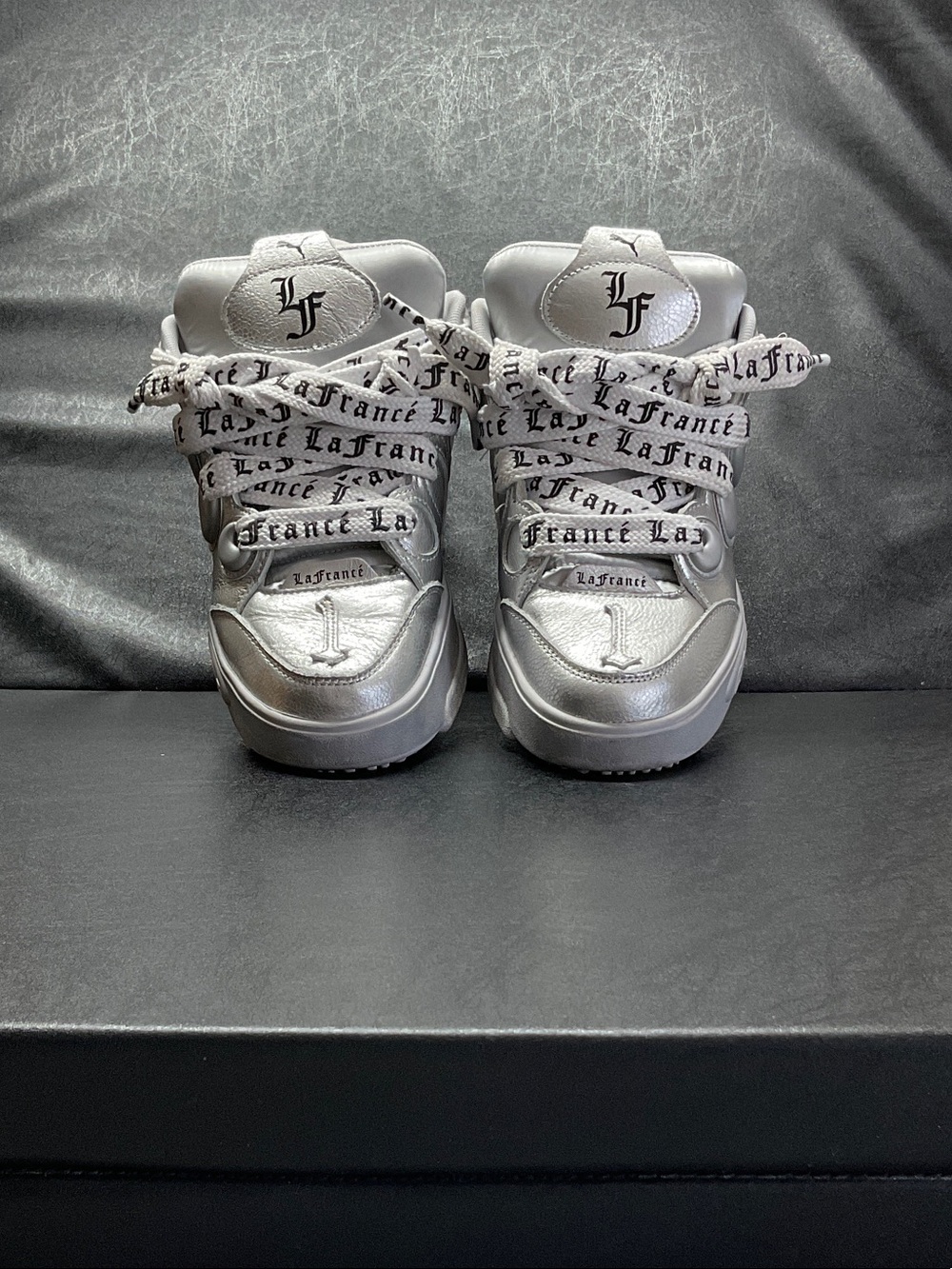 Puma Silver Metallic Lace-Up Sneakers with Logo Laces